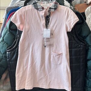 Burberry Light Pink Dress with Plaid Collar